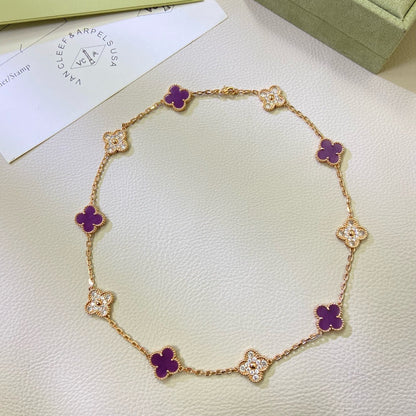[CLOVER JEWELRY]CLOVER 10 MOTIFS  PURPLE VIOLET DIAMOND NECKLACE
