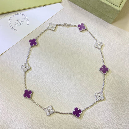 [CLOVER JEWELRY]CLOVER 10 MOTIFS  PURPLE VIOLET DIAMOND NECKLACE