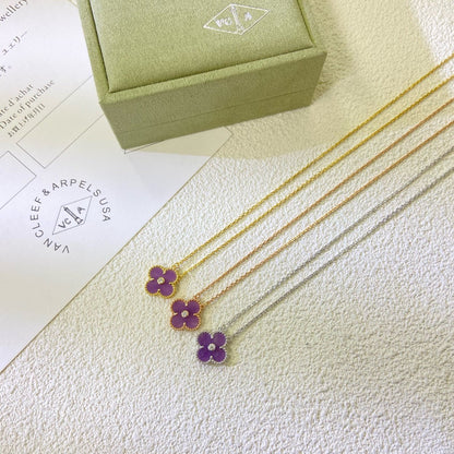 [Clover Jewelry]CLOVER 15MM DIAMOND  PURPLE VIOLET NECKLACE