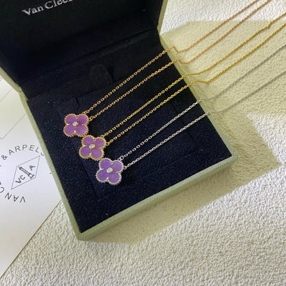 [Clover Jewelry]CLOVER 15MM DIAMOND  PURPLE VIOLET NECKLACE