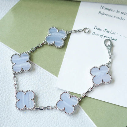 [Clover Jewelry] CLOVER 5 MOTIF PURPLE CHALCEDONY BRACELET COLLECTION