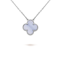[Clover Jewelry]CLOVER 15MM BLUE CHALCEDONY NECKLACE SILVER
