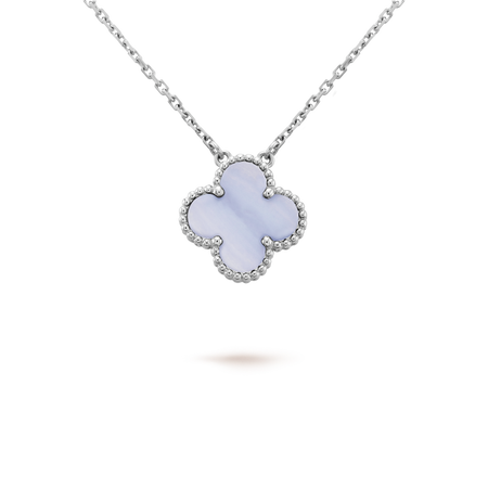 [Clover Jewelry]CLOVER 15MM BLUE CHALCEDONY NECKLACE SILVER