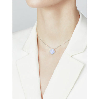 [Clover Jewelry]CLOVER 15MM BLUE CHALCEDONY NECKLACE SILVER