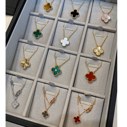 [Clover Jewelry]CLOVER 15MM MALACHITE SINGLE FLOWER  NECKLACE