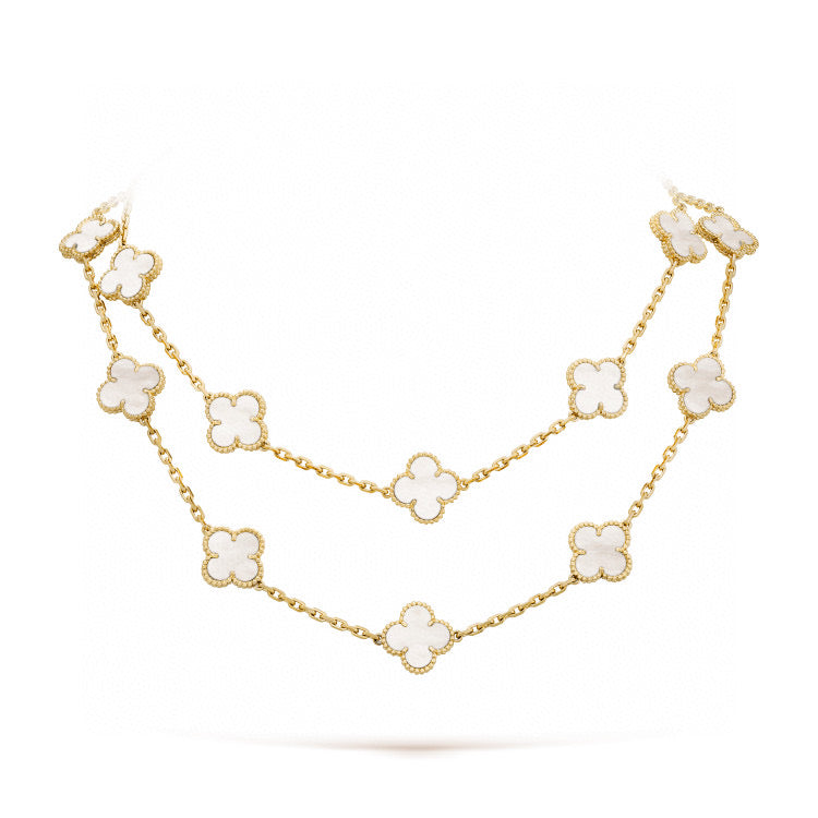 [CLOVER JEWELRY]CLOVER 20 MOTIFS WHITE MOP NECKLACE