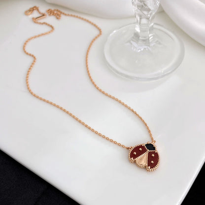 [CLOVER JEWELRY]LUCKY  CARNELIANS LADYBUG NECKLACE