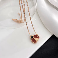 [CLOVER JEWELRY]LUCKY  CARNELIANS LADYBUG NECKLACE