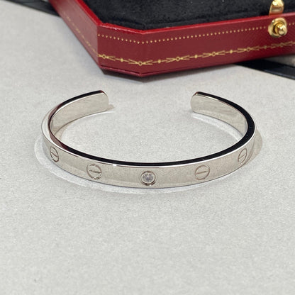 [Clover Jewelry]LOVE BRACELET 6.1MM 1 DIAMOND OPEN CUFF