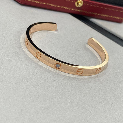 [Clover Jewelry]LOVE BRACELET 6.1MM 1 DIAMOND OPEN CUFF