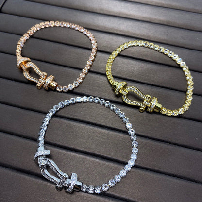 [Clover Jewelry]FORCE  LARGE HORSESHOE FULL DIAMOND TENNIS BRACELET