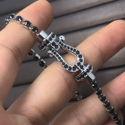 [Clover Jewelry]FORCE  LARGE HORSESHOE FULL DIAMOND TENNIS BRACELET
