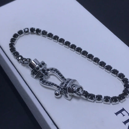 [Clover Jewelry]FORCE  LARGE HORSESHOE FULL DIAMOND TENNIS BRACELET