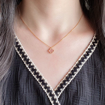 [Clover Jewelry]CLOVER 15MM PINK MOTHER-OF-PEARL SINGLE FLOWER NECKLACE
