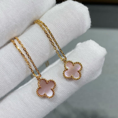 [Clover Jewelry]CLOVER 15MM PINK MOTHER-OF-PEARL SINGLE FLOWER NECKLACE