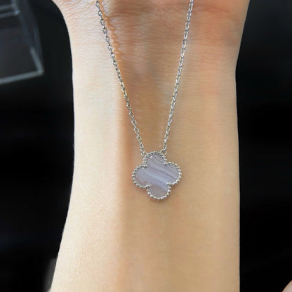 [Clover Jewelry]CLOVER 15MM BLUE CHALCEDONY NECKLACE SILVER