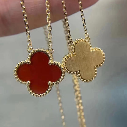 [Clover Jewelry]CLOVER 15MM CARNELIAN SINGLE FLOWER NECKLACE