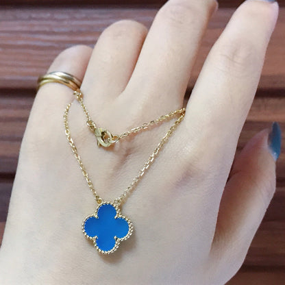 [Clover Jewelry]CLOVER 15MM BLUE AGATE NECKLACE