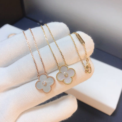 [Clover Jewelry]CLOVER 15MM DIAMOND WHITE FRITILLARIA NECKLACE