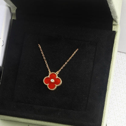 [Clover Jewelry]CLOVER 15MM DIAMOND CARNELIAN NECKLACE