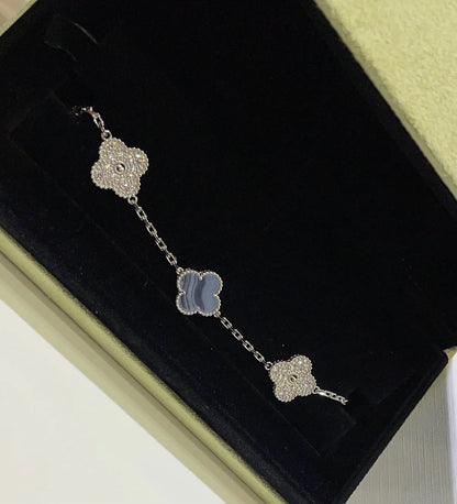 [Clover Jewelry] CLOVER 5 MOTIF PURPLE CHALCEDONY BRACELET COLLECTION