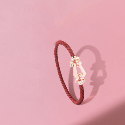 [Clover Jewelry]FORCE 10 HALF DIAMOND PINK GOLD RED CORDERI LARGE AND MEDIUM MODEL