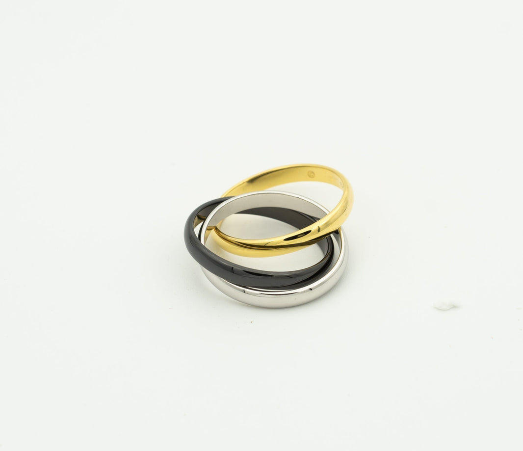 [Clover Jewelry]TRINITY RING BLACK GOLD SILVER