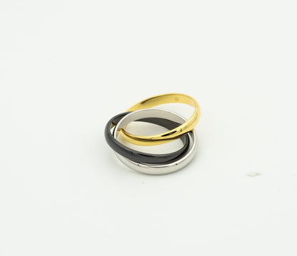 [Clover Jewelry]TRINITY RING BLACK GOLD SILVER