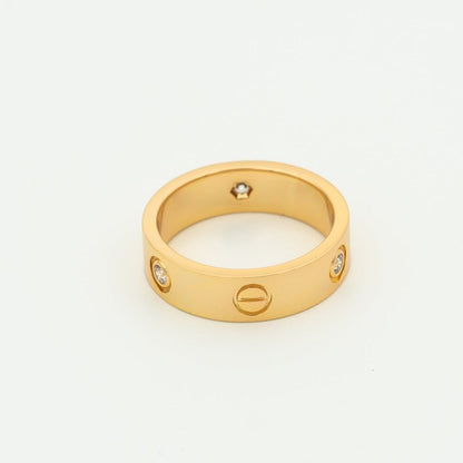 [Clover Jewelry]LOVE RING 5.5MM 3 DIAMONDS PINK GOLD