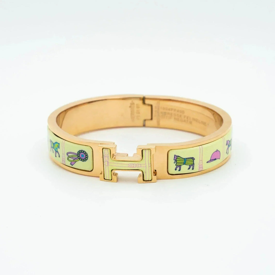 [Clover Jewelry]H PINK GOLD BRACELET CREAM CERAMIC