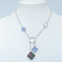 [CLOVER JEWELRY]CLOVER MOP CHALCEDONY NECKLACE SILVER 6 MOTIF