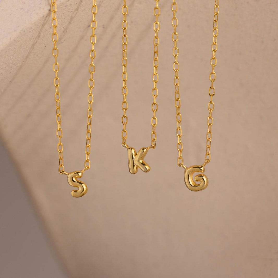 Dainty Bubble Initial Necklace