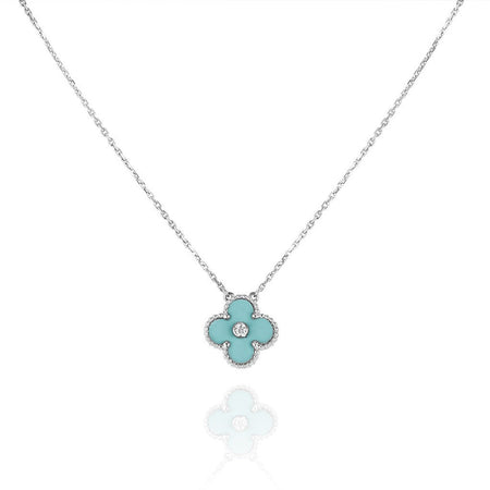 [Clover Jewelry]CLOVER 1 DIAMOND LIGHT BLUE SILVER NECKLACE