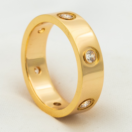 [Clover Jewelry]LOVE RING 5.5MM 6 DIAMONDS PINK GOLD