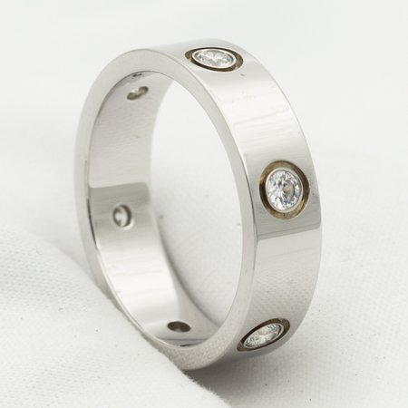 [Clover Jewelry]LOVE RING 5.5MM 6 DIAMONDS SILVER