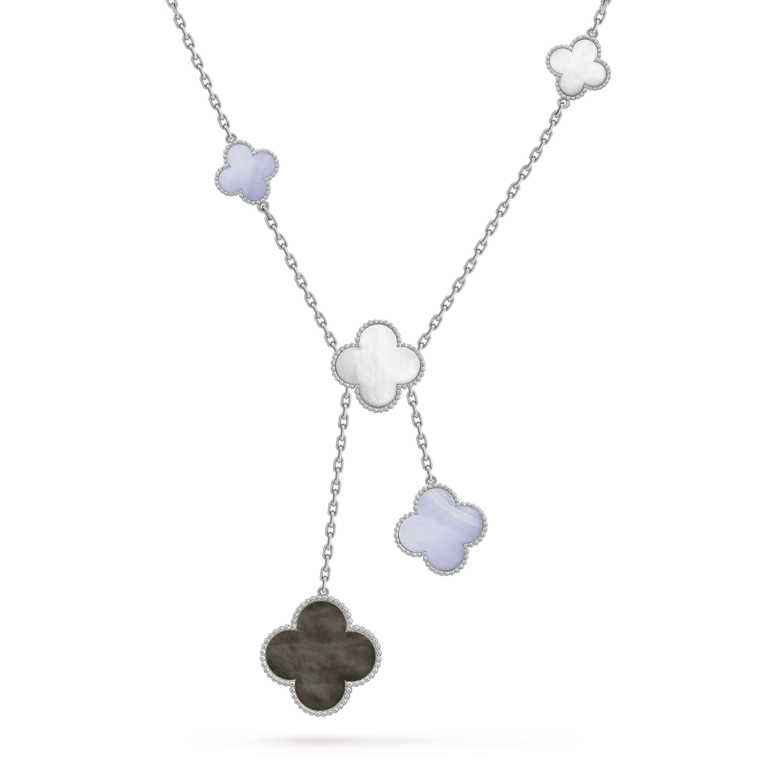 [CLOVER JEWELRY]CLOVER MOP CHALCEDONY NECKLACE SILVER 6 MOTIF