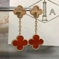 [CLOVER JEWELRY]CLOVER 2 MOTIF  LASER CARNELIAN EARRINGS