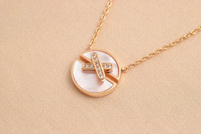 [Clover Jewelry]JEUX DE ROSE GOLD DIAMOND NECKLACE