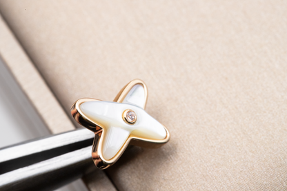 [Clover Jewelry]JEUX DE WHITE MOP ROSE GOLD DIAMOND EARRINGS