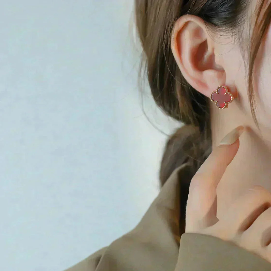 [Clover Jewelry]CLOVER MEDIUM 1 MOTIFS CARNELIAN  EARRINGS