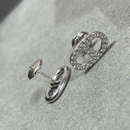 [Clover Jewelry]HM FULL DIAMOND PIG NOSE STUD EARRINGS