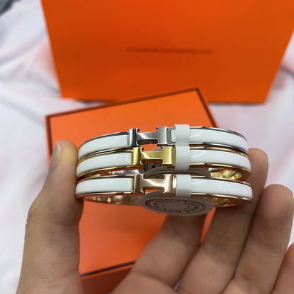 [Clover Jewelry]CLASSIC HM CLIC WHITE 8MM ENAMEL BRACELET