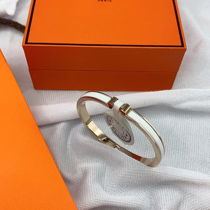 [Clover Jewelry]CLASSIC HM CLIC WHITE 8MM ENAMEL BRACELET