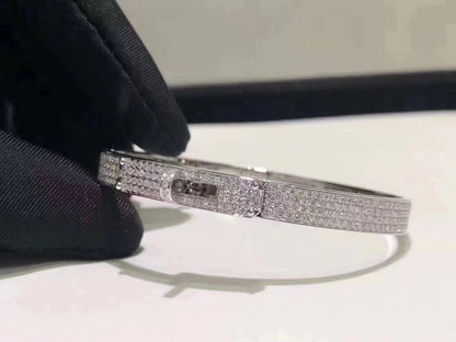 [Clover Jewelry]HM KELLY BRACELET IN SILVER AND FULL PAVE DIAMOND