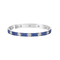 [Clover Jewelry]Pave Gemstone Love &Force Large Horseshoe Diamond Duo Bracelet Stack Set