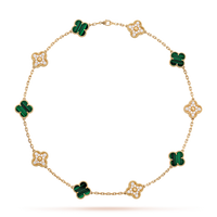 [CLOVER JEWELRY]CLOVER 10 MOTIFS MALACHITE DIAMOND NECKLACE