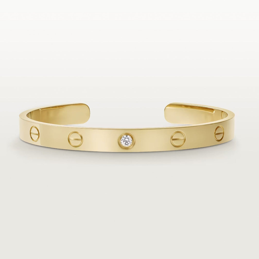 [Clover Jewelry]LOVE BRACELET 6.1MM 1 DIAMOND OPEN CUFF