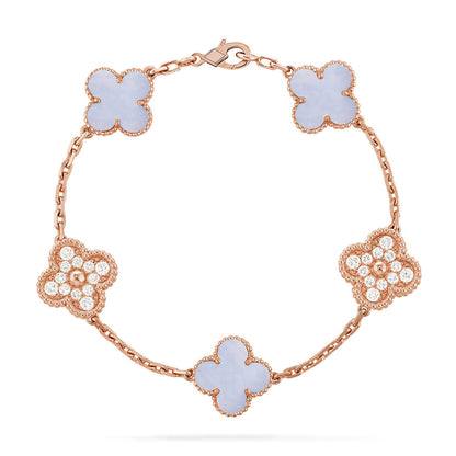 [Clover Jewelry] CLOVER 5 MOTIF PURPLE CHALCEDONY BRACELET COLLECTION