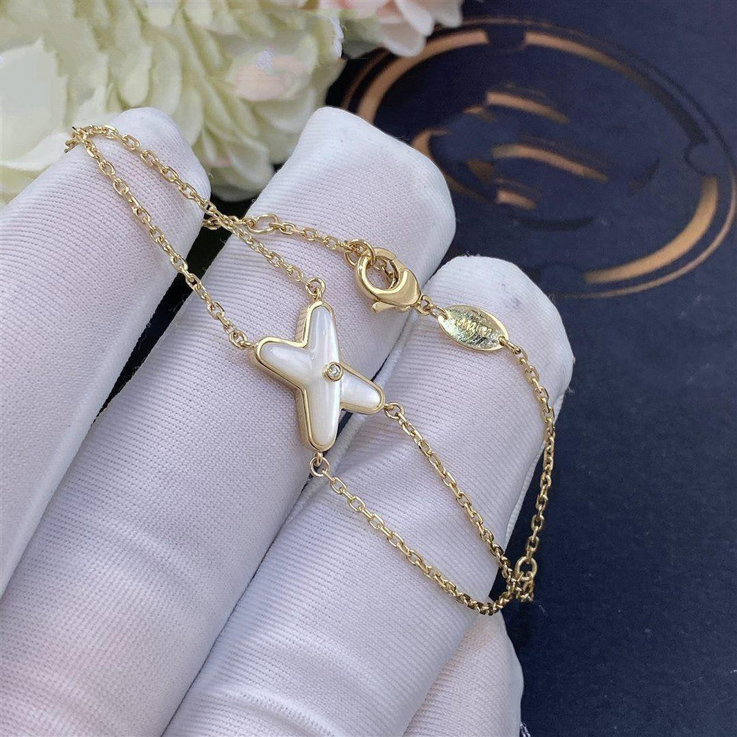 [Clover Jewelry]JEUX BRACELET WHITE MOP GOLD 1 DIAMOND