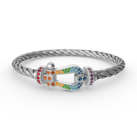 [Clover Jewelry]FORC LARGE HORSESHOE  COLORED DIAMOND BRACELET SILVER